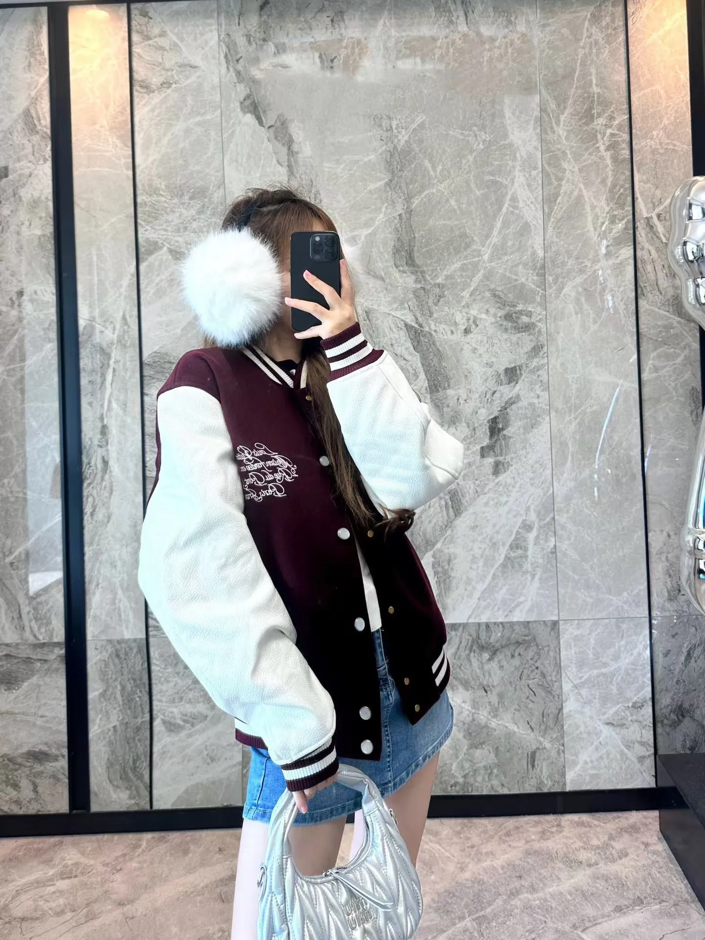 Louis Vuitton 24Fw embroidered logo jersey baseball jacket
